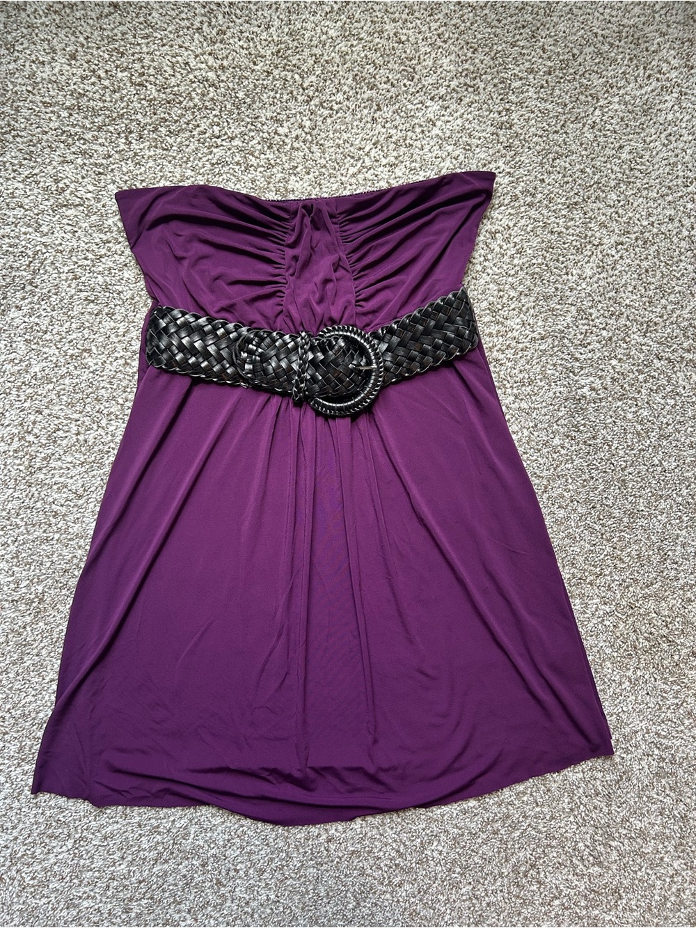 Rampage Strapless Purple Dress with Black Woven Belt